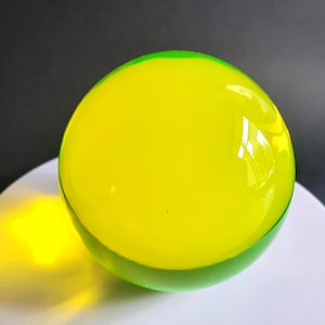 Uranium Glass Paperweight Sphere: Vaseline Yellow Art Deco Collector