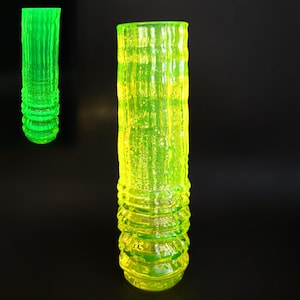 Uranglas Vase Vaseline Gelb Glas Depression Glas Art Deco Sammler Glas Vase Boho Glas