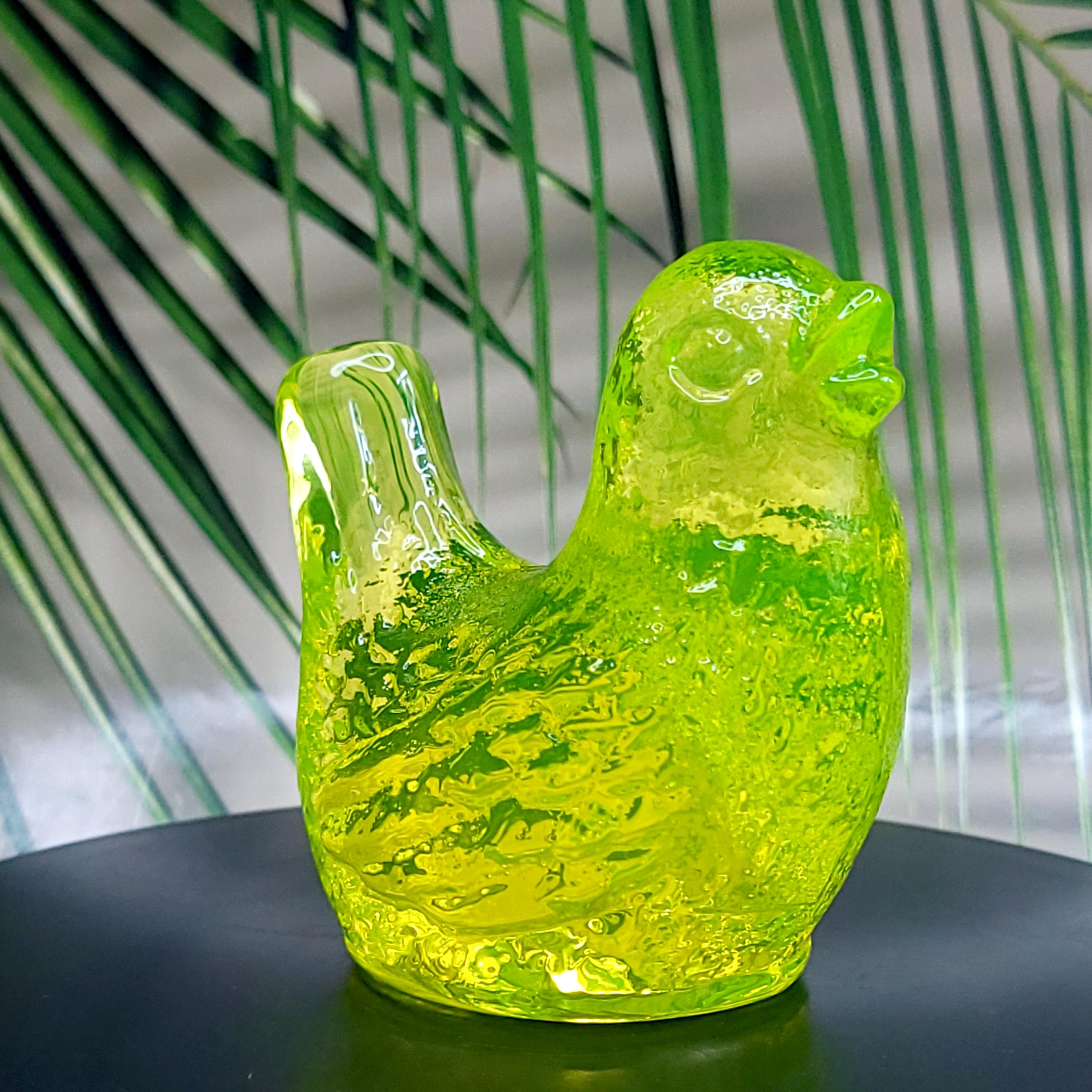 Vintage Vaseline Glass Bird - Etsy