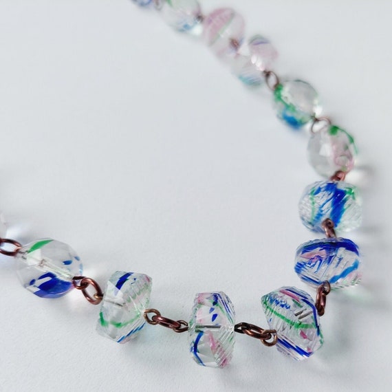 Iris Glass Necklace. Art Glass Necklace Czech Gla… - image 4