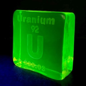 Uranium Glass Block Square 50x50mm Vaseline Yellow Glass Tile Art Deco Figurine Depression Glass Gift for Collectors