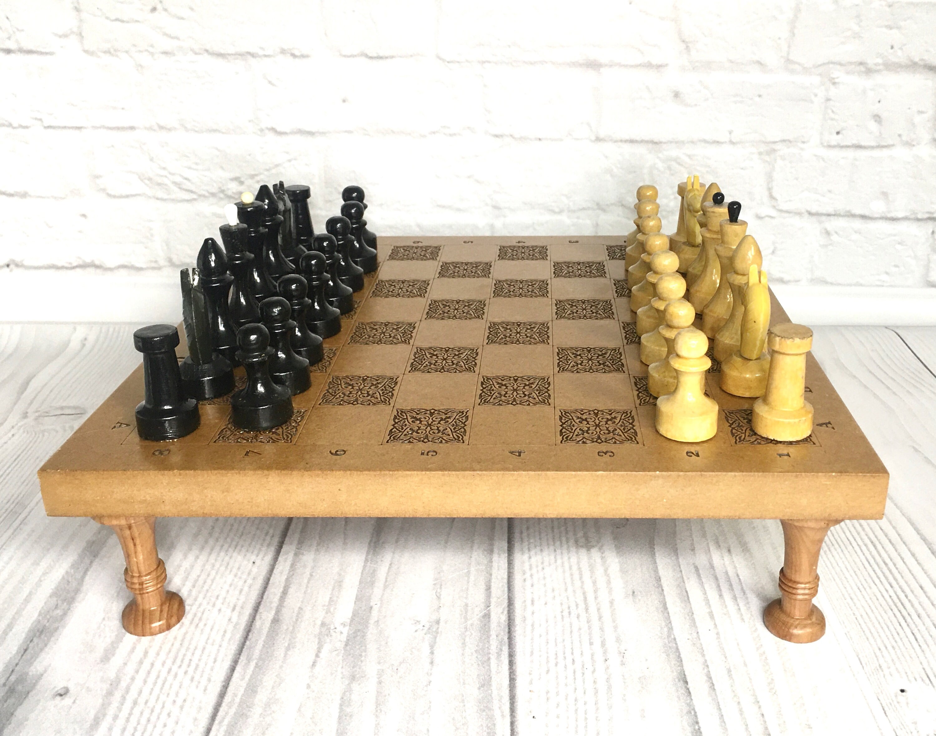 Chess.Wooden Chess Board Games Full Set Grossmeister 30x30 Etsy