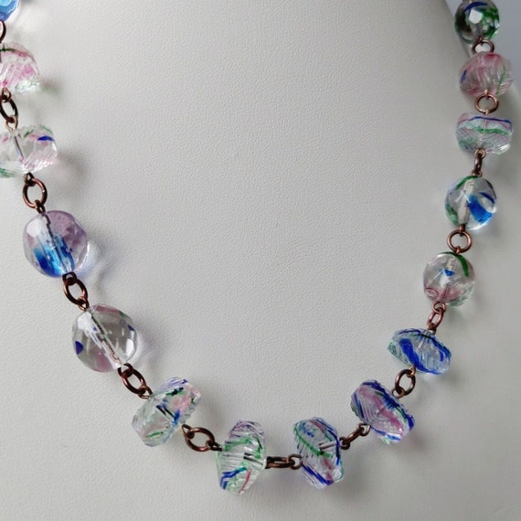 Iris Glass Necklace. Art Glass Necklace Czech Gla… - image 1