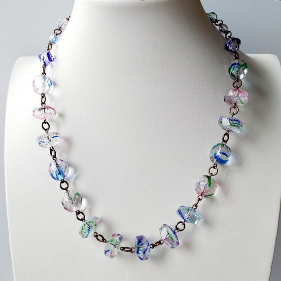 Iris Glass Necklace. Art Glass Necklace Czech Gla… - image 3
