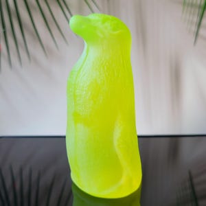 Vaseline Uranium Glass Penguin Figurine Art Deco Frosty Matte Yellow Glass Collectible Glass Bird Statue Art Glass