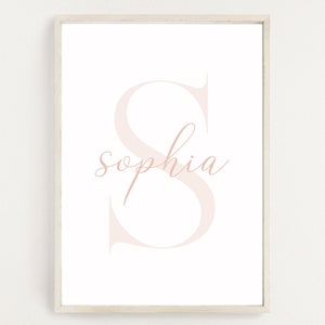 Impressão de nome inicial personalizada, arte inicial de parede para impressão, impressão inicial personalizada, nome de berçário para impressão, download digital