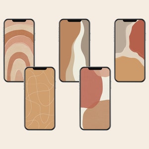 Earthy Abstract Phone Wallpaper, Minimalist Phone Background, iPhone Wallpaper Digital Download, Set of 5