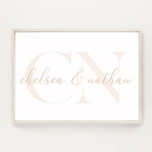 Couple Initial Print, Custom Couple Name Print, Initial Wall Art Printable, Personalised Couple Print, Digital Download