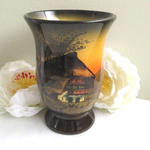 Schramberg SMF vintage vase Sunset Germany Rustic Moody Hand painted Majolica 5.75”