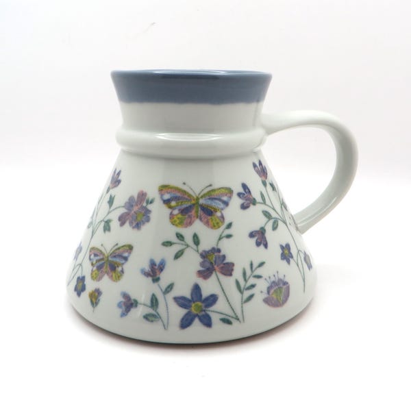 Otagiri Wide Base Non Slip No Spill mug Gibson Greetings, Flowers Butterflies, Japan, Oversize 12-14 Ounces