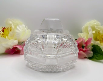 Vintage Cut Glass Vanity Jar with Lid, Art Deco Trinket Box