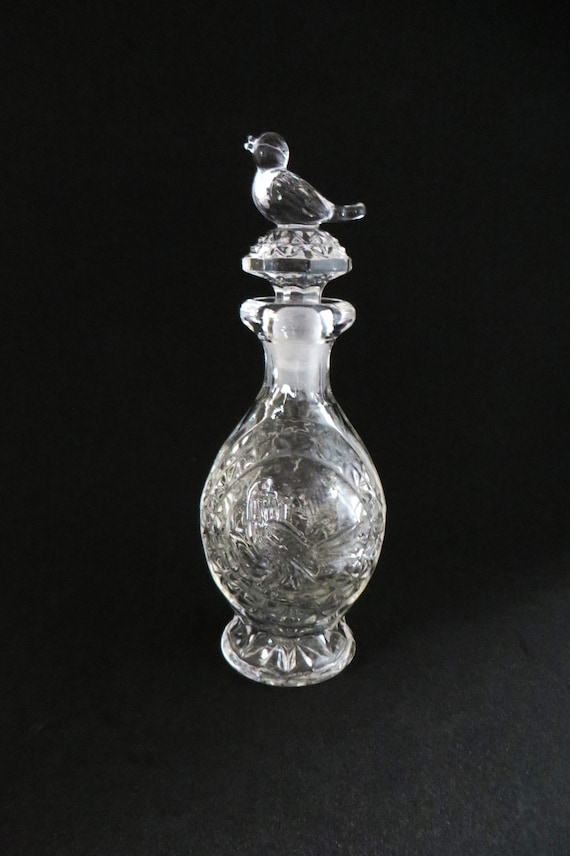 Glass vanity perfume bottle Vintage pressed glass 