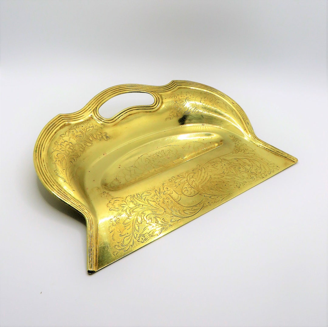 Brass Table Crumb Pan Engraved Vintage Crumb Tray Ornate Etsy