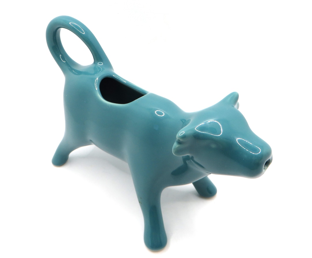 Vintage Creamer Pioneer Woman Teal Blue Cow Milk Jug Cottage Etsy