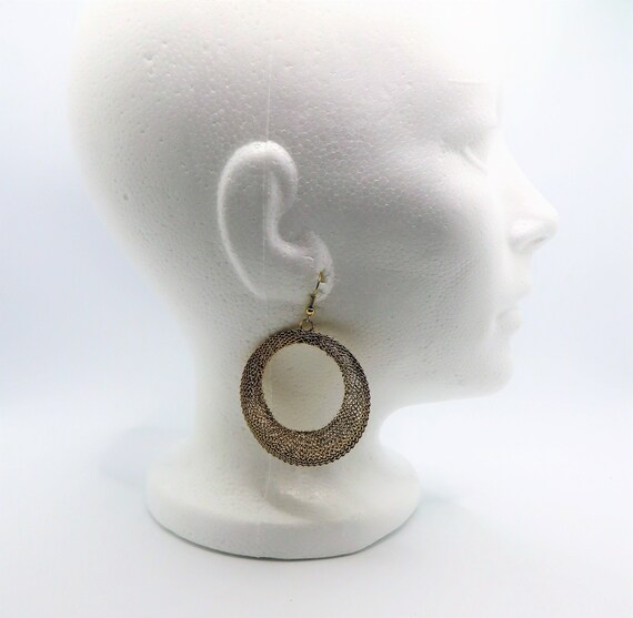Brass wire woven vintage hoop earrings, Light wei… - image 4