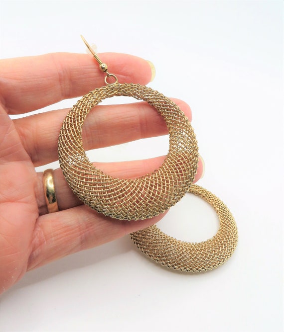 Brass wire woven vintage hoop earrings, Light wei… - image 8