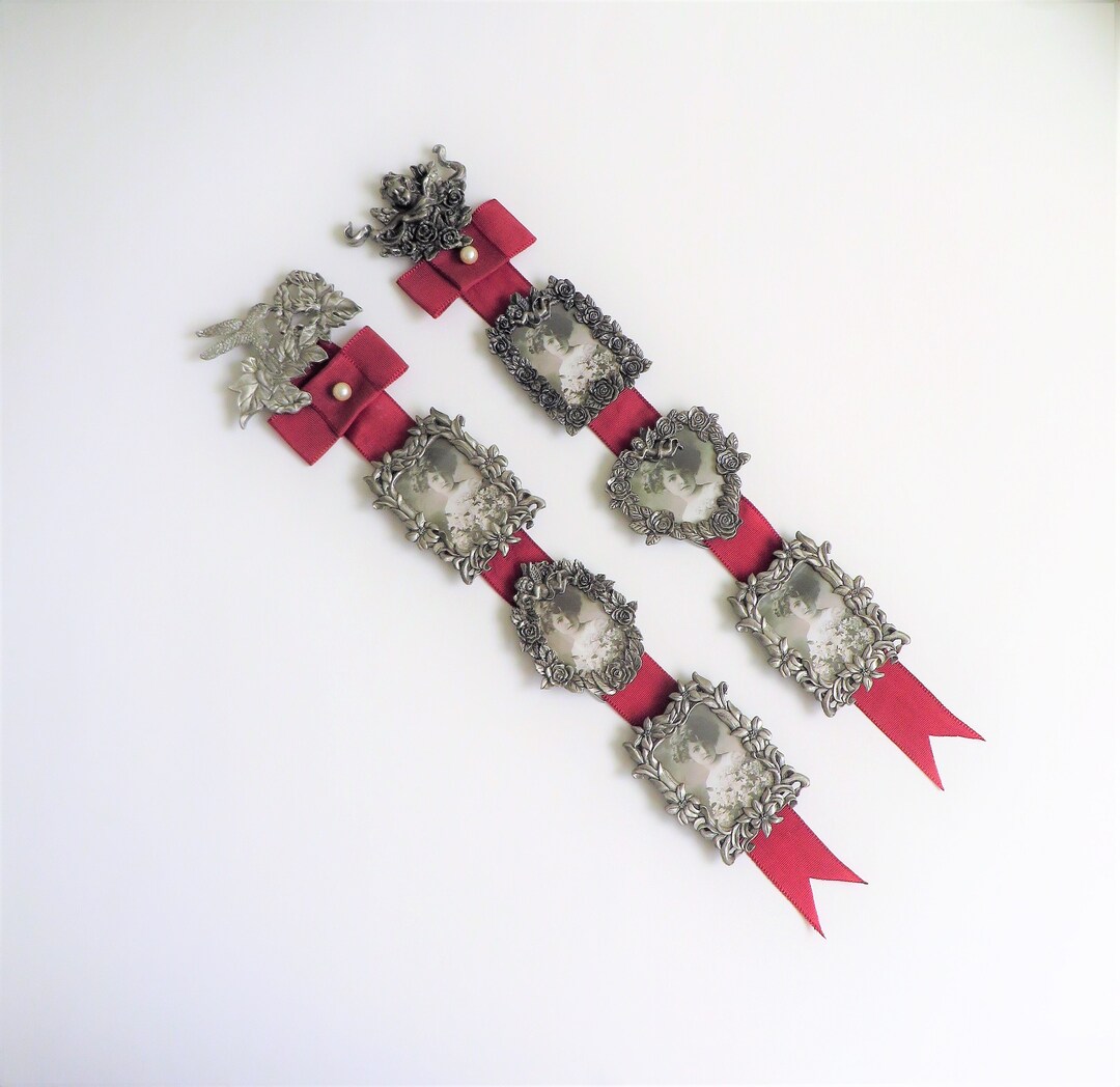 Vintage Small Metal Frames on Ribbon, Choice of Style, Victorian Style
