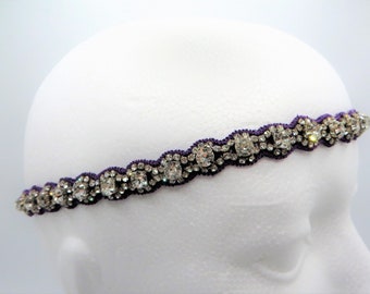Vintage Deepa Gurnani Rhinestone Headband, Stretch Elastic  display picture 1