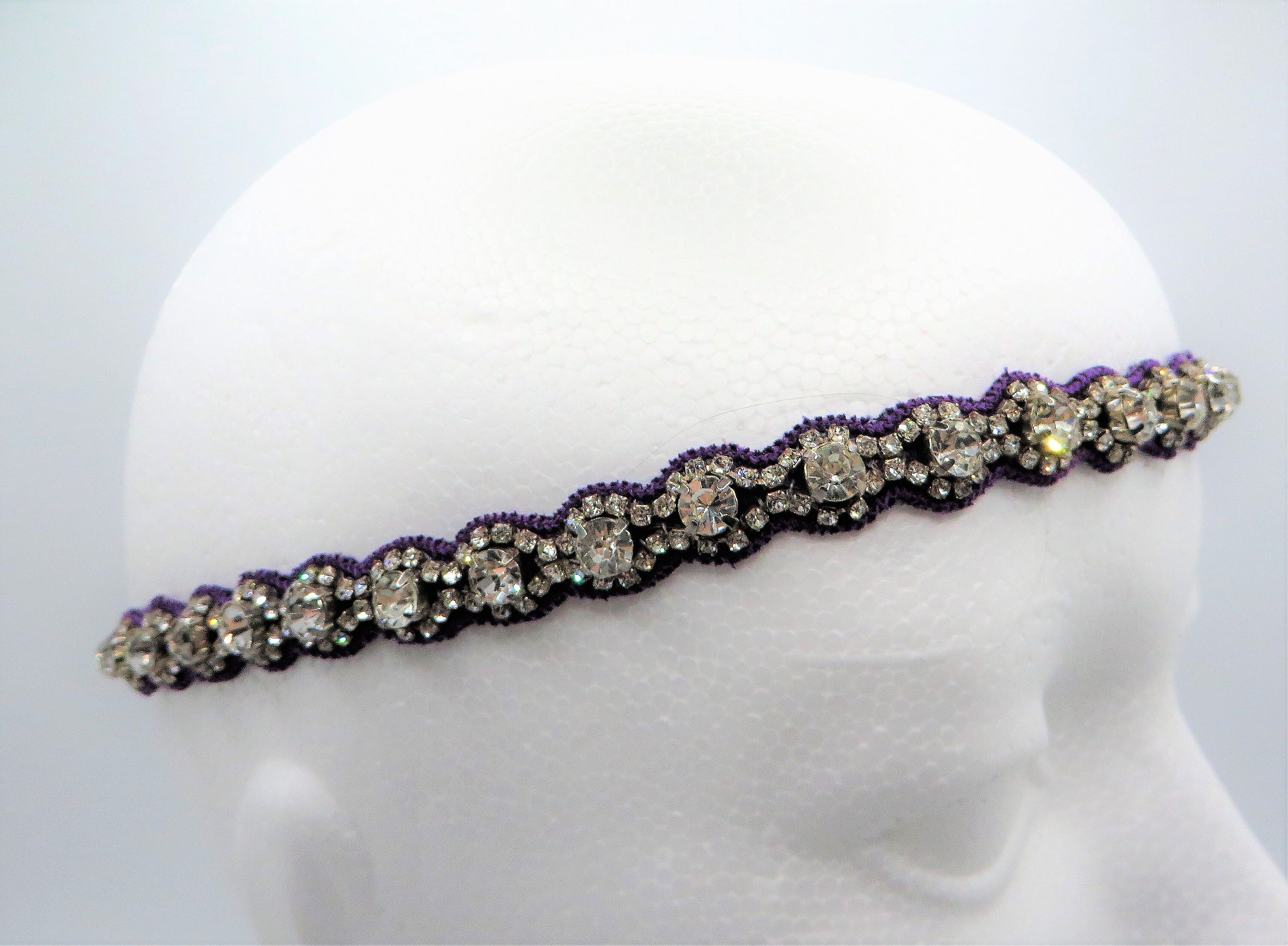 Deepa Gurnani Rhinestone Headband Stretch Elastic Hair Band 