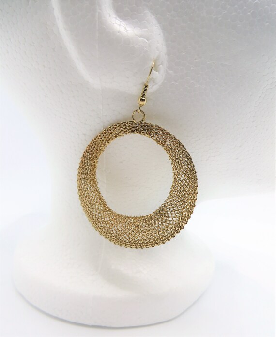 Brass wire woven vintage hoop earrings, Light wei… - image 5