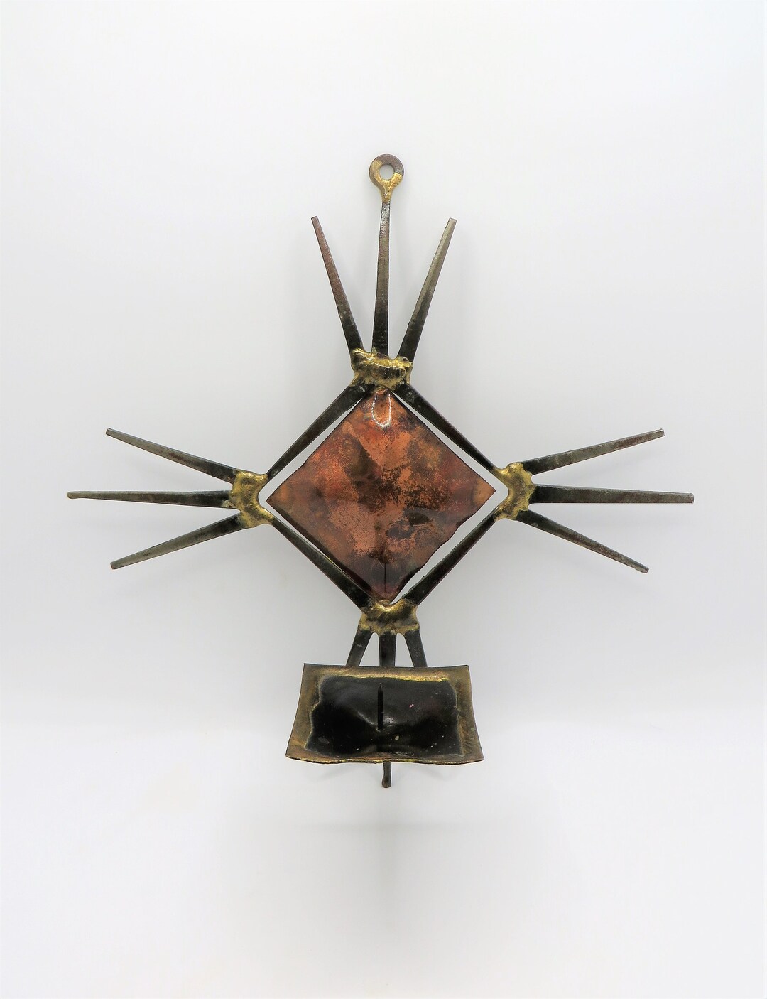 Metal Wall Art Votive Candle Holder Vintage MCM Design Etsy