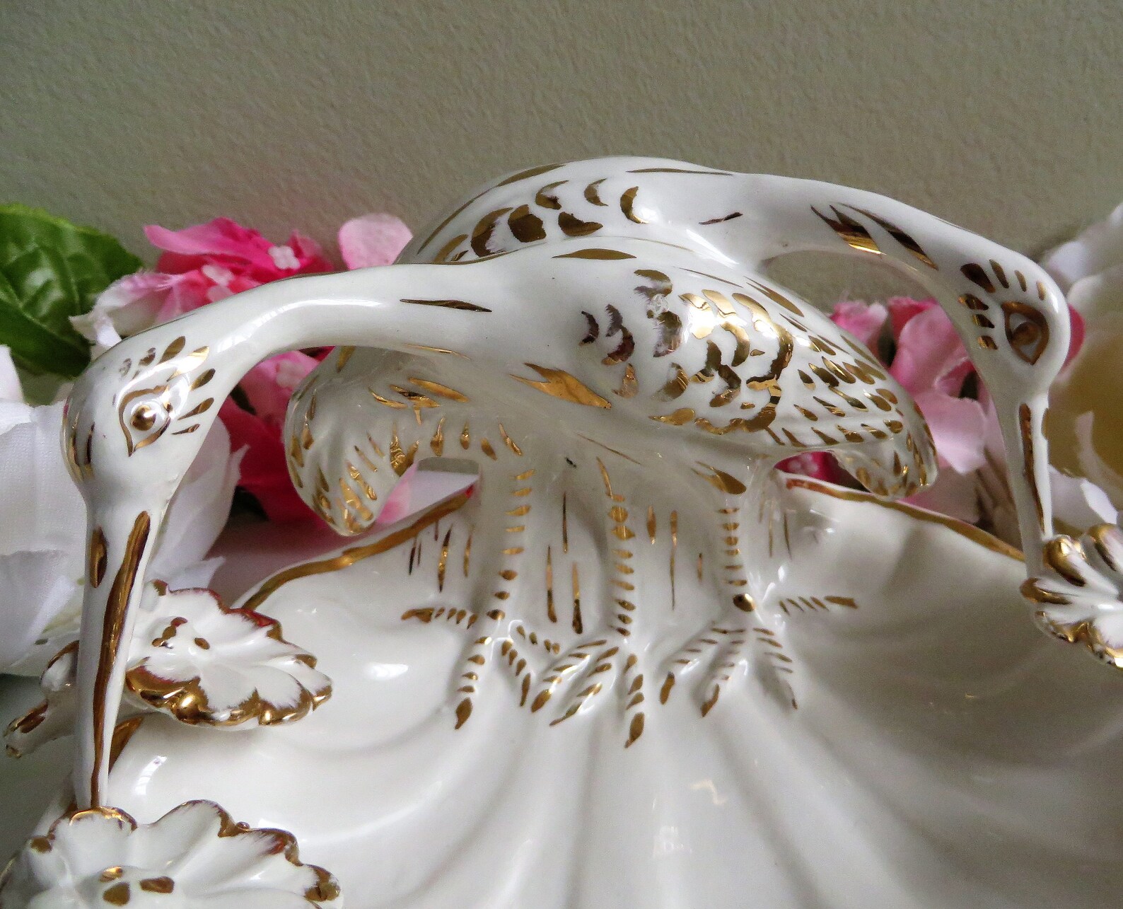 Unique Vintage Jewelry Dish With Birds White Gold Ceramic Etsy UK