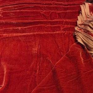 Strong orange Silk velvet fabric by the yard