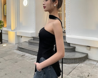 Long silk velvet skinny scarf - dark browm