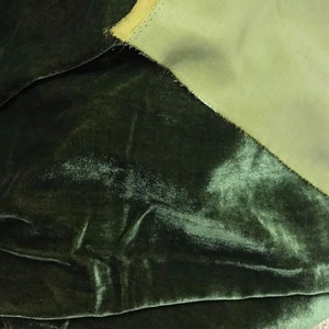 Army green Silk velvet fabric by the yard