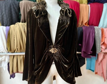 Silk Velvet Coat,Luxurious Silk Velvet Duster Coat