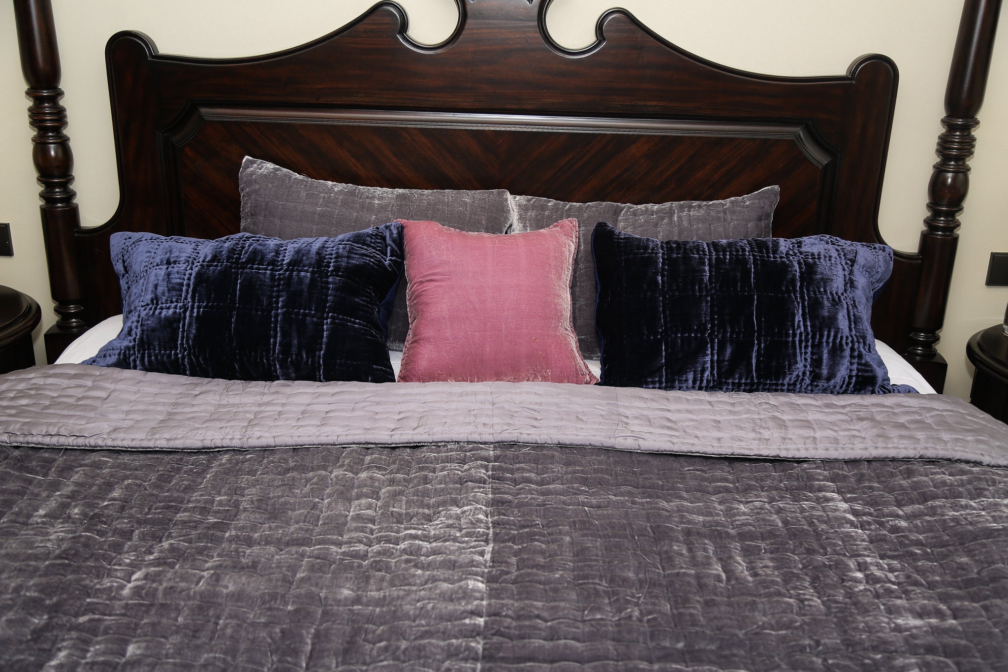 Silk Velvet Quilts Handmade Quilts Grey Duvet Throw Blanket Etsy