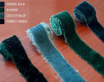Silk velvet raw edge ribbon