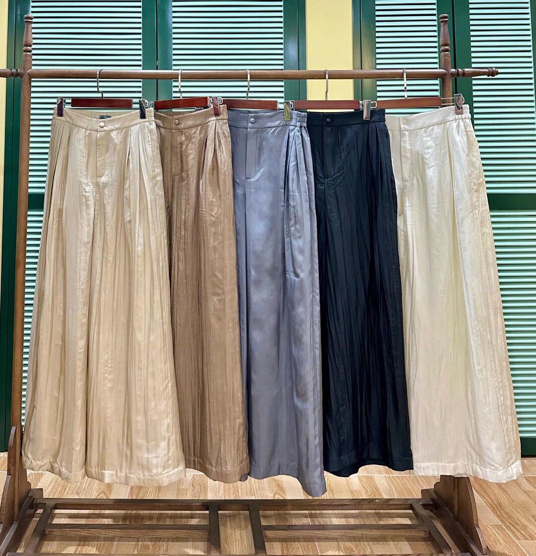 Laurier White Silk Wide Leg Pants