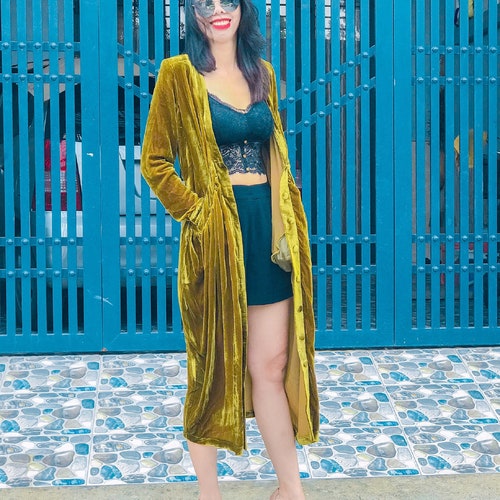 Long Cardigan Jacket Velvet Duster 