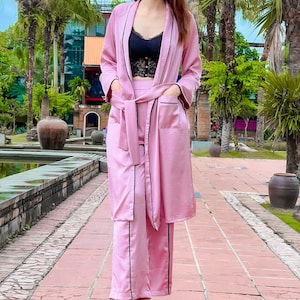 Silk pajama set, Women kimono pajamas, Summer pajamas, Silk home ware