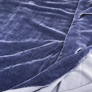 Midnight blue Silk velvet fabric by the yard