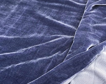 Azul medianoche Tela de terciopelo de seda cortada a medida