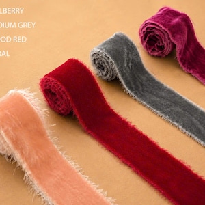 Silk velvet raw edge ribbon– 2usd per yard – Handmade Velvet Ribbon for Bouquet, Gift Wrap, Invitations