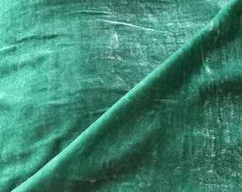 Green Silk velvet fabric by the yard