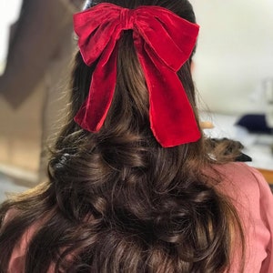 Silk Velvet women hair bows, hair clips. barrette for women, hair accessory image 5