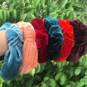 Silk velvet top knotted headband. hair style accessories, handmade headband for women