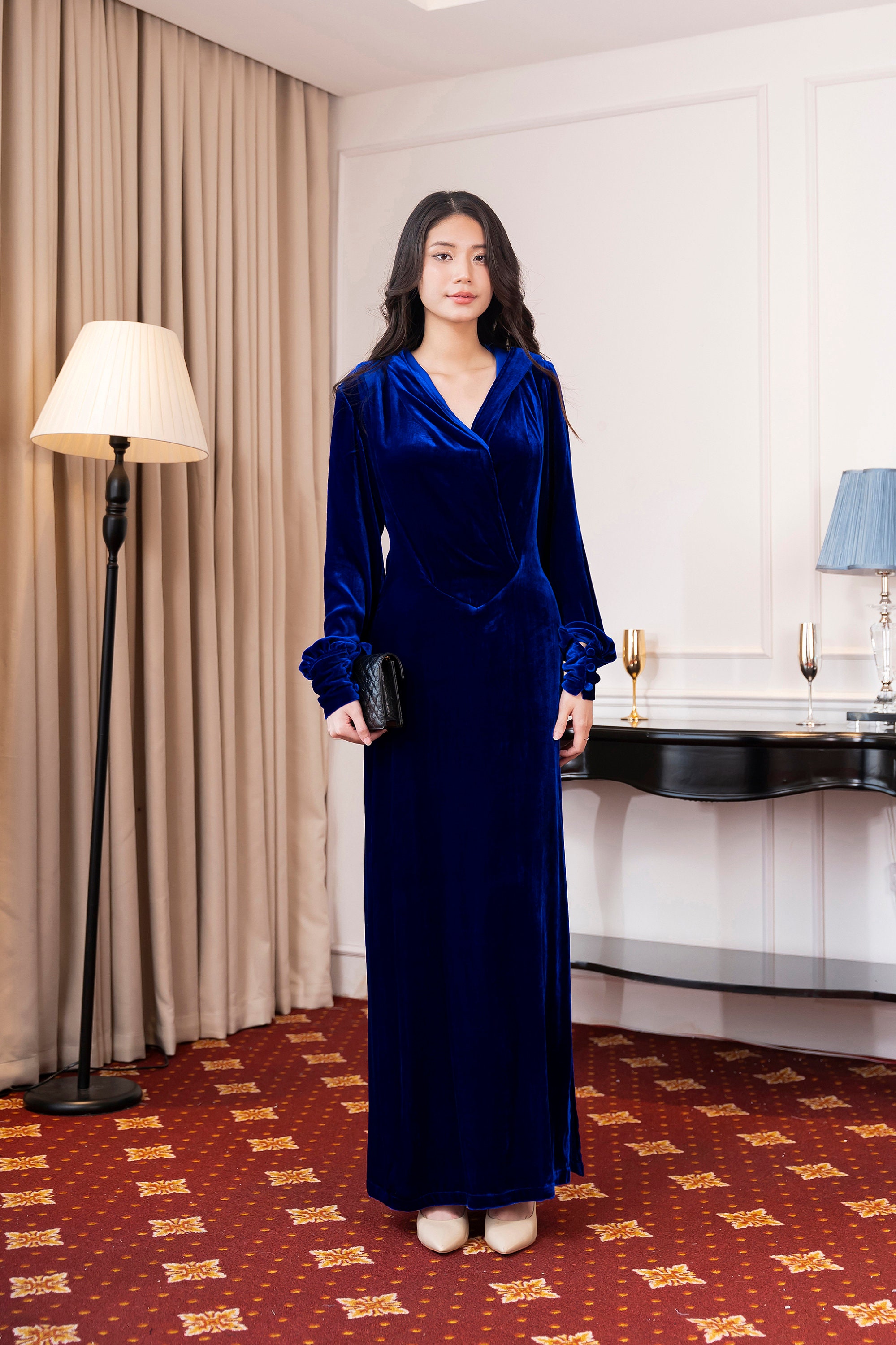 Silk Velvet Hoodie Dress - Hooded Dress For Woman - Hoodie Maxi Dress - Hooded Long Dress