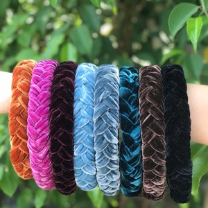 Luxury velvet braided headband Handmade velvet headband hairband for women