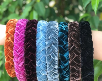 Luxury velvet braided headband Handmade velvet headband hairband for women