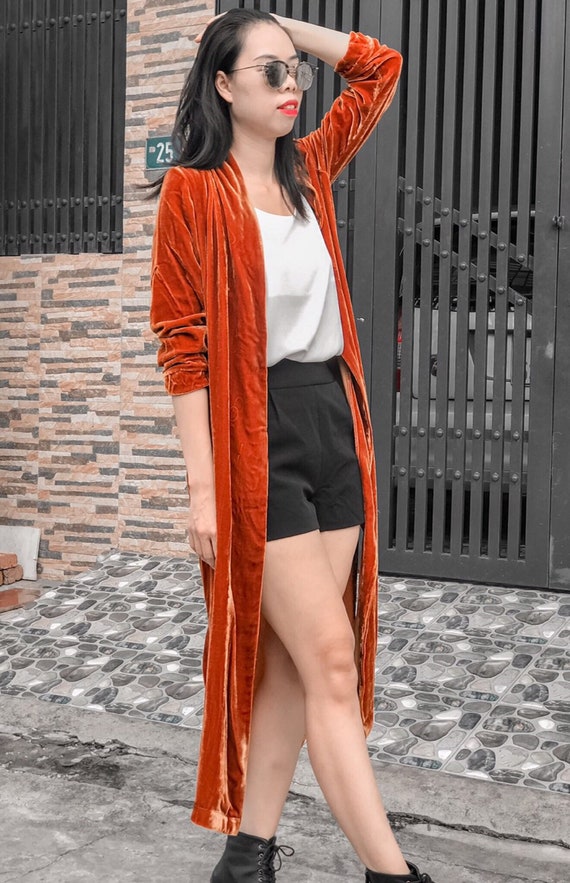 Long Silk Velvet Duster Long Cardigan Jacket Velvet Duster Coat women  Cardigan Jacket Fall Velvet Cardigan Long Sleeve Jacket -  Canada