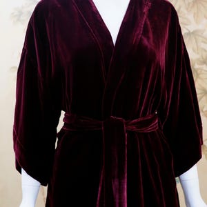 Ready to ship - Silk Velvet Deep Red Bathrobe, Valentines Gift, Yelour Robe, Bridesmaid Robe, Velvet Robe, Bridal Party Robes