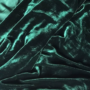 Green forest Silk velvet fabric by the yard