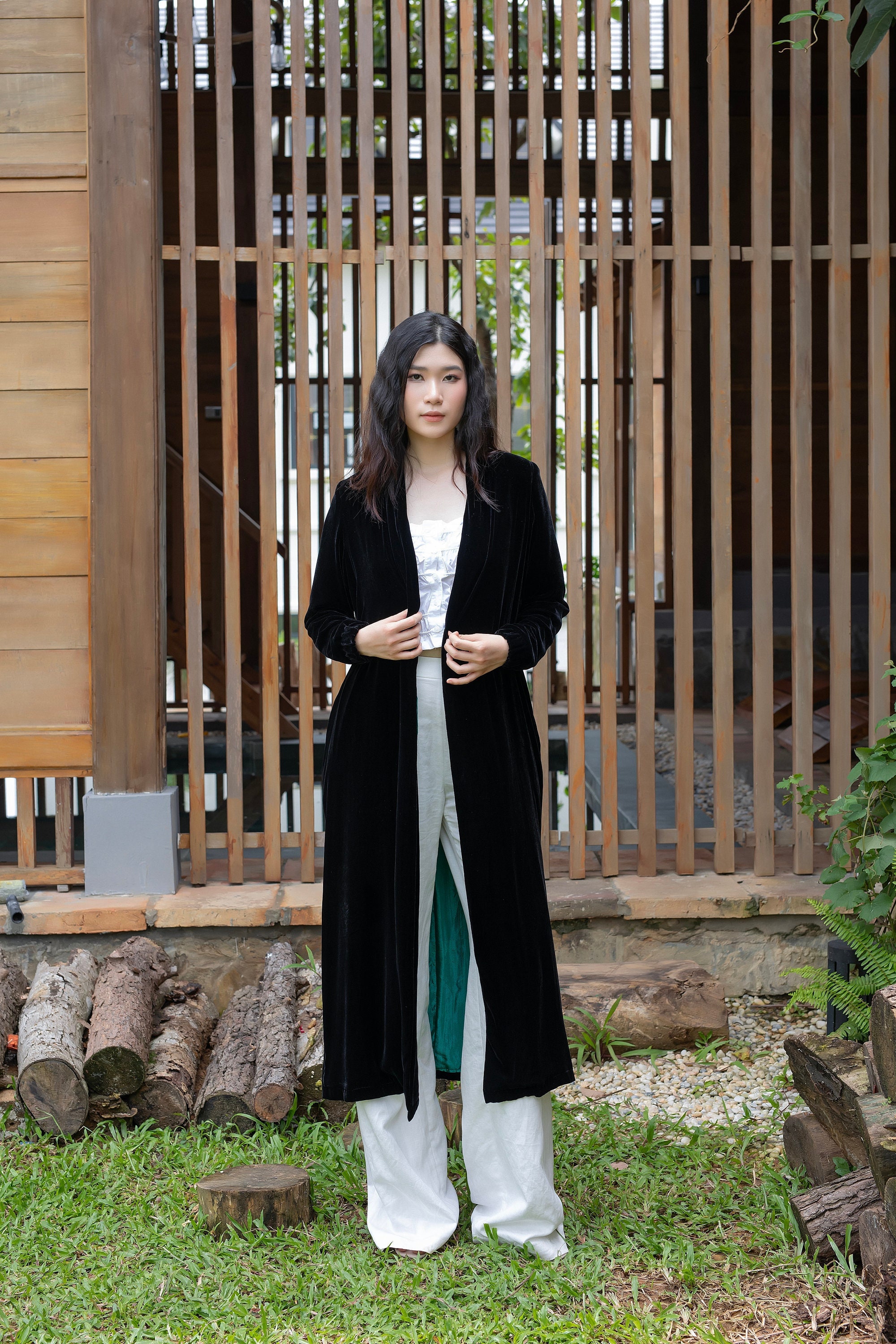 Long Silk Velvet Duster – Long Cardigan Jacket – Velvet Duster
