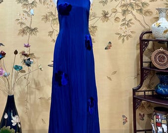 Pure silk dress, mulberry silk dress, 100% silk mulberry sleeveless dress, velvet flower detailed dress - Lined dress