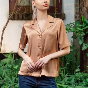 Silk Shirt Women - Silk blouse - Silk Top - Office Wear - Women Classic Silk Shirt